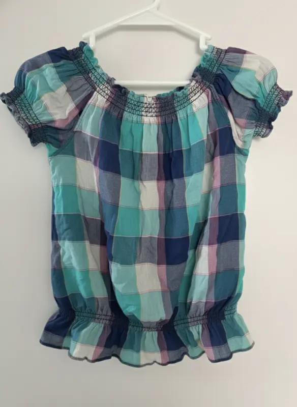 Blusa de cuadros manga corta talla XS - Imagen 2