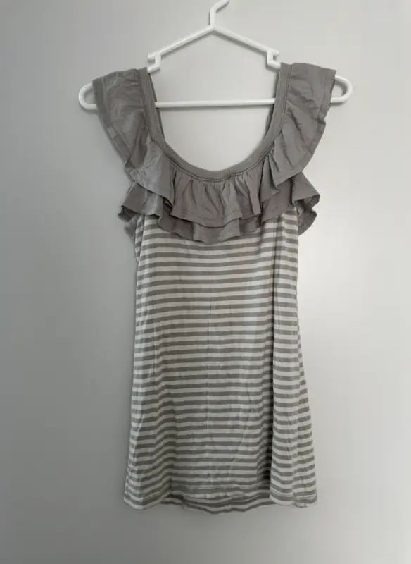Blusa de rayas gris y blanco talla S - Imagen 2