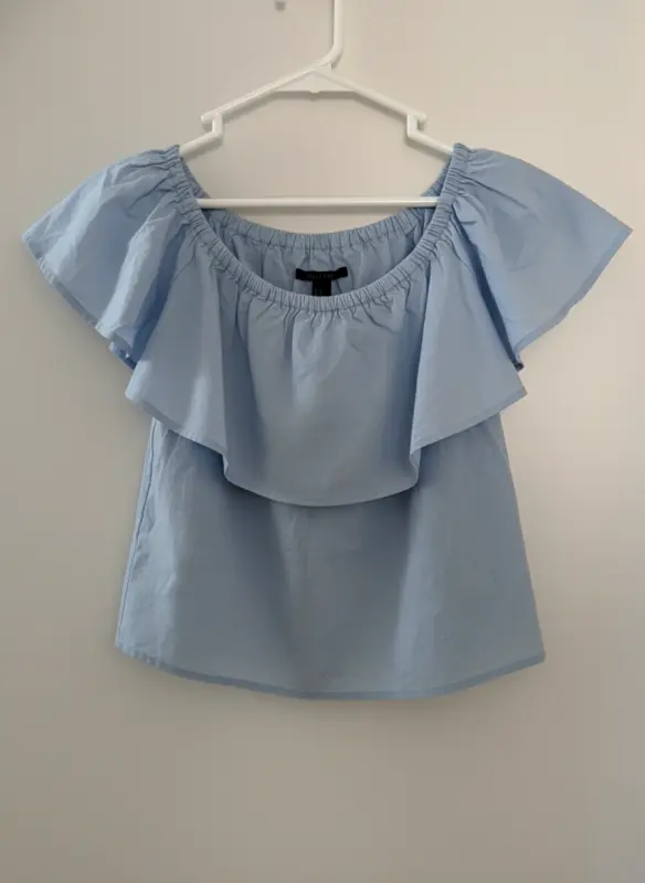 Blusa elegante top lino descubierto celeste talla S - Blusas | Comprar Online Lima