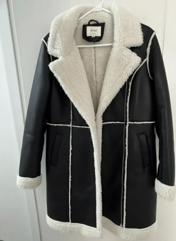 Abrigo negro largo de cuero elegante para mujer talla M - Moda Mujer | Comprar Online Lima