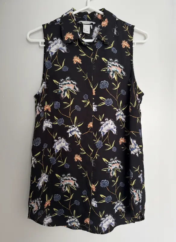 Blusa manga cero negro estampado flores talla S - Blusas | Comprar Online Lima