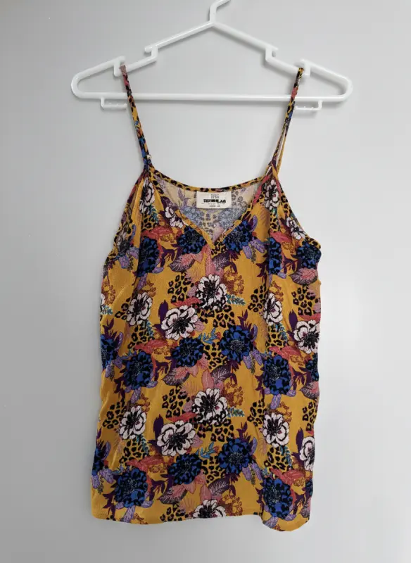 Blusa amarilla flores multicolor talla M - Blusas | Comprar Online Lima