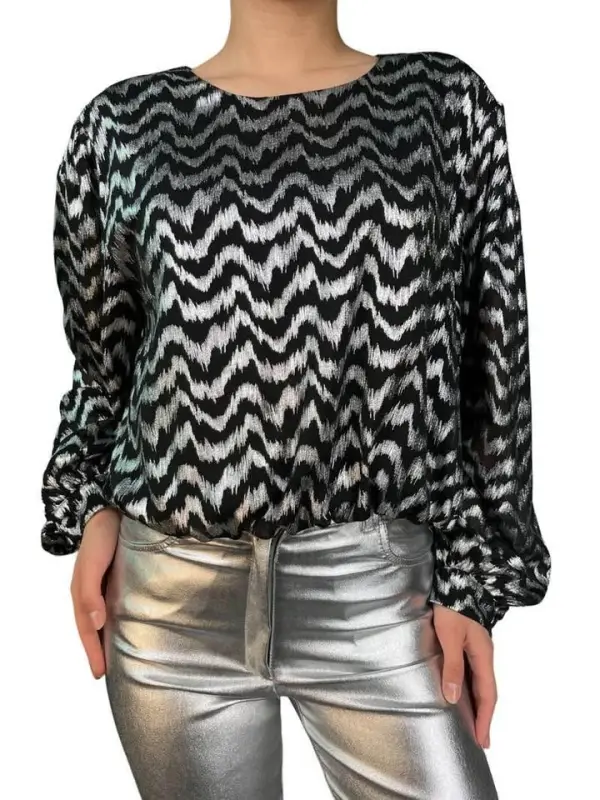 Blusa negro y plateado talla S - Imagen 3